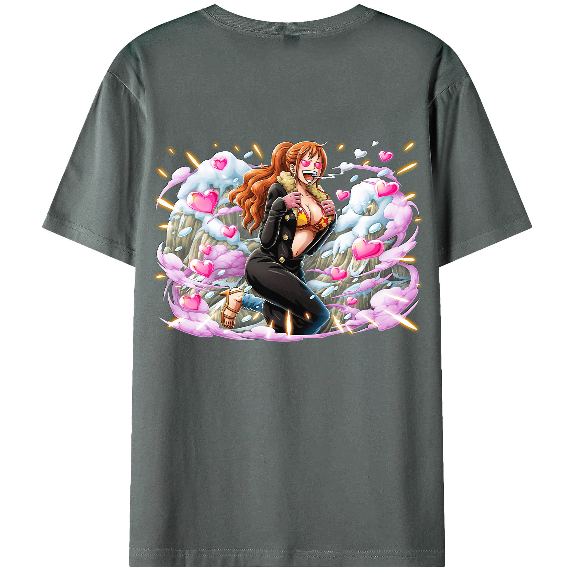 （画像用） ワンピース ナミ ONE PIECE Nami 綿100％ メンズ半袖Tシャツ（バックプリント） 通気性